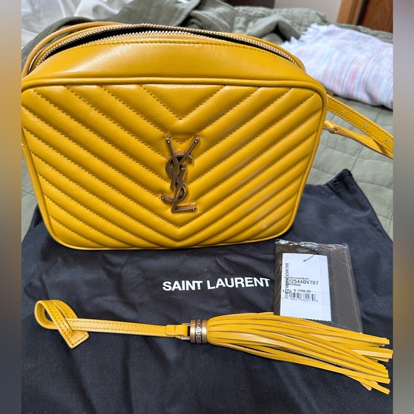 Stunning! YSL Yves Saint Laurent Medium Lou Puffer Bag, Saffran Yellow NWT